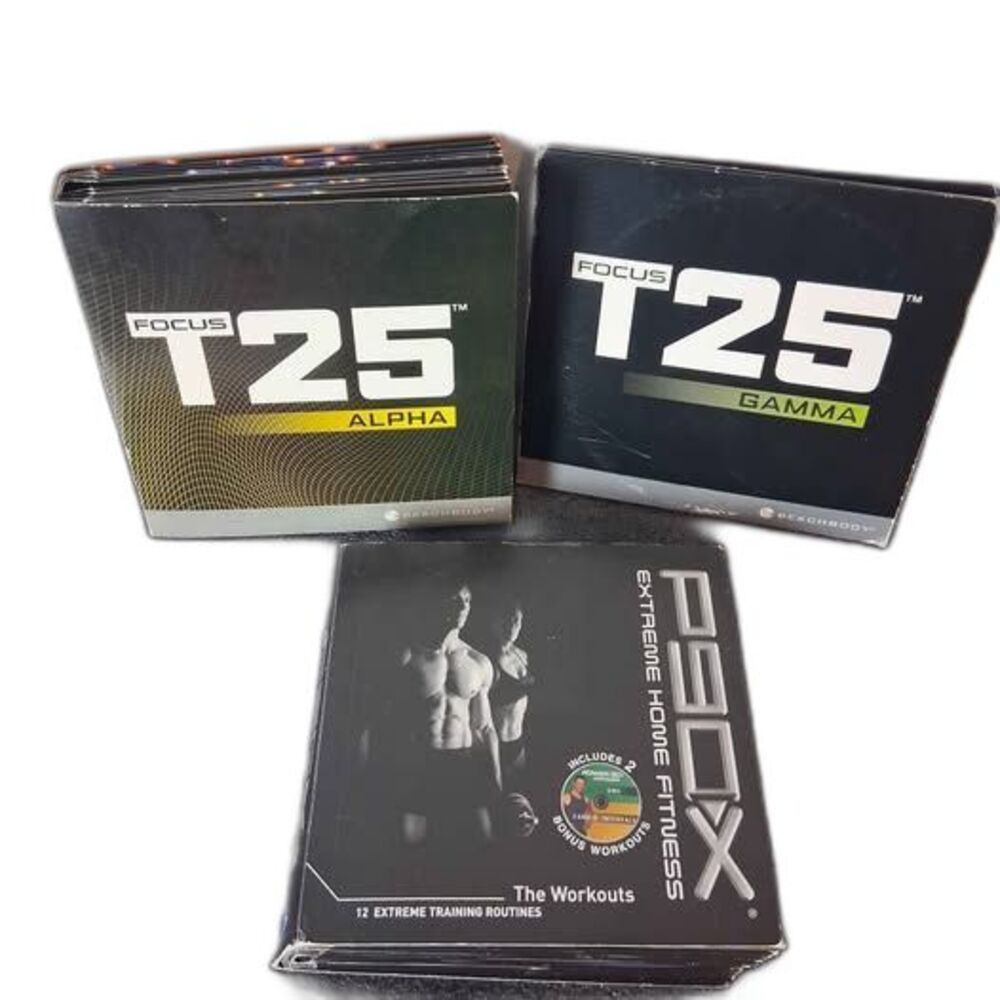 P90X and Focus T25 Complete Workout DVD Set For Home Fitness
